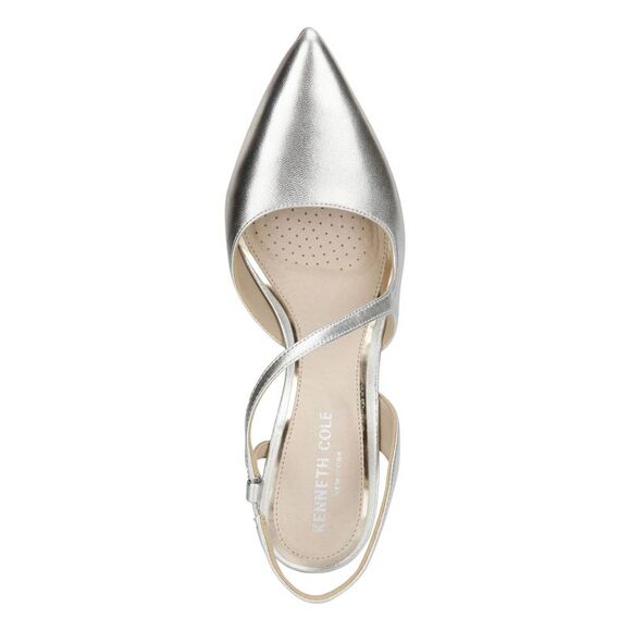 KENNETH COLE NEW YORK Womens Silver Riley 85 Stiletto Leather Slingback 6.5 M - Picture 3 of 4